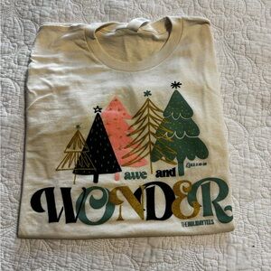 Tultex Cream Kids Short Sleeve Tee with Green, Pink & Black Tree Graphic